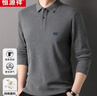恒源祥100%純棉長(cháng)袖T恤男士翻領(lǐng)Polo休閑百搭上衣HJ155 中灰 180/96A  曬單實(shí)拍圖