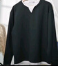 GXG男裝假兩件衛衣25年秋新款圓領(lǐng)T恤亨利衫上衣 黑色 180/XL 曬單實(shí)拍圖