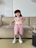 嘟嘟家兒童夏季背帶褲套裝男童夏裝短袖T恤褲子兩件套女童工裝褲童裝潮 淺丁香粉 90 曬單實(shí)拍圖