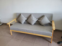 卡特波羅實(shí)木沙發(fā)客廳家用簡(jiǎn)易公寓雙人位布藝沙發(fā)小戶(hù)型出租房4人位組合 米灰色【送抱枕】清漆款 三人位 曬單實(shí)拍圖