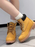 Jeep吉普踢不爛大黃靴男春季新款防水防滑工裝靴潮流高幫情侶馬丁靴男 金黃 【情侶款】【標準運動(dòng)鞋碼】 41 曬單實(shí)拍圖