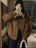 班尼路外套女裝內里夾棉保暖加厚加絨翻領(lǐng)夾克美式潮流上衣服秋冬季新款 咖#純色 【舒適保暖】 M 曬單實(shí)拍圖