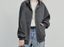 初語(yǔ)衛衣女2025秋季新款連帽拉鏈開(kāi)衫寬松復古深灰蝴蝶結外套 深灰色 S 曬單實(shí)拍圖