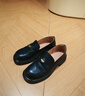 百思圖商場(chǎng)同款【質(zhì)感牛皮】學(xué)院風(fēng)樂(lè )福鞋粗跟女單鞋 黑色 39 曬單實(shí)拍圖