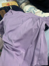 秋水伊人設計感方領(lǐng)正肩T恤夏季新款女修身彈力顯瘦短袖上衣 紫色 M 曬單實(shí)拍圖