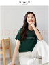 梵希蔓索羅娜短袖t恤女2026年夏新款印花簡(jiǎn)約寬松上衣 墨綠色  XL 曬單實(shí)拍圖