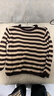 羅蒙（ROMON）女裝洋氣條紋針織衫女2026春秋棉線(xiàn)中厚短款慵懶風(fēng)寬松毛衣打底衫 深棕色 L 100-110斤 曬單實(shí)拍圖