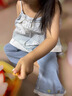 班喜迪女童牛仔褲夏裝洋氣兒童喇叭褲寬松女寶寶冰絲褲七分小童褲子夏季 藍色 100 曬單實(shí)拍圖