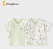 童泰（TONGTAI）嬰兒短袖上衣夏季純棉新生兒衣服初生寶寶和尚服和服上衣綠色59cm 曬單實(shí)拍圖