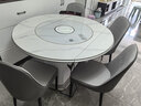 上林春天巖板餐桌椅子全套 家用多功能暖菜板吃飯桌子大理石高級感大圓桌 抗菌雪山白丨銅腳皮椅丨語(yǔ)音喚醒智能暖菜板 1.2米 餐桌+4椅 曬單實(shí)拍圖