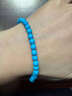 LOUIS WATER綠松石手串男女原礦高瓷藍湖北十堰果凍料招財手鏈轉運珠生日禮物 【3mm】素圈款16-17手圍 曬單實(shí)拍圖