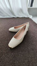 ZHR單鞋女淺口輕便百搭船鞋女氣質(zhì)粗跟增高女鞋 EH59 米色 37  曬單實(shí)拍圖