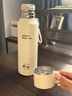 AILUKI日本316不銹鋼保溫杯女士高顏值吸管水杯男生大容量運動(dòng)便攜車(chē)載 落日黃600ml【一杯雙飲_保溫保冷】 曬單實(shí)拍圖
