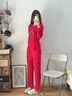 媞妮歐（DINIO）紅色女睡衣春秋純棉2026馬年新款大碼胖mm秋冬款本命年家居服套裝 曬單實(shí)拍圖