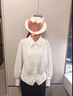 法式氣質(zhì)女士長(cháng)袖襯衫春秋季通勤小衫收腰顯瘦襯衣時(shí)髦翻領(lǐng)小衫 白色 M （95-105斤） 曬單實(shí)拍圖