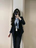 晨芙職業(yè)裝西裝套裝女時(shí)尚白領(lǐng)西服外套氣質(zhì)女神范通勤面試正裝工作服 藏青西裝+大腳褲 M 建議90-100斤 曬單實(shí)拍圖