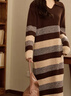 德瑪納美拉德風(fēng)秋冬針織條紋直筒連衣裙溫柔甜美顯瘦減齡裙子女 深咖 S  曬單實(shí)拍圖