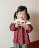 米囹寶寶罩衣防水防臟兒童春秋季圍裙公主吃飯長(cháng)袖圍兜嬰兒護衣吃飯兜 【櫻桃咖色裙】110 (建議身高90-100cm) 曬單實(shí)拍圖