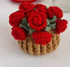 手工編織毛線(xiàn)迷你毯子玫瑰花束杯墊裝飾diy材料包鉤針盆栽小花籃 羅馬紅玫瑰杯墊+盆栽材料包 曬單實(shí)拍圖