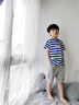 WASSUP WKENG男童夏裝套裝2026新款純棉男孩圓領(lǐng)短袖t恤短褲夏季兒童運動(dòng)服 藍白條紋+灰褲子【款一】 130 130cm 曬單實(shí)拍圖