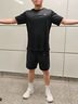 安踏（ANTA） 兩件套 運動(dòng)套裝男夏季新款冰絲速干透氣運動(dòng)服父親節爸爸套裝 【店內爆款-清涼冰絲】黑T+梭織五分褲 L/175 曬單實(shí)拍圖