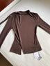 ELLE咖啡色復古磨毛長(cháng)袖T恤女2025冬季新款飄帶領(lǐng)設計感新年內搭上衣 咖色 M 曬單實(shí)拍圖