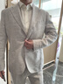 By Creations【26春季新品】柏品純亞麻無(wú)結構西裝套裝男士商務(wù)正裝結婚西服 灰色 48 曬單實(shí)拍圖