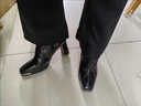 壹號鳳肯豆漆皮短靴女高跟粗跟百搭歐美秋冬季馬丁靴 黑色 7cm 35 曬單實(shí)拍圖