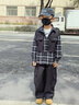 G.duck小黃鴨2026新款春秋個(gè)性格子男童套裝時(shí)尚帥氣有型休閑外套工裝褲 黑色 120 (建議身高110cm-120cm) 曬單實(shí)拍圖