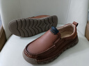 普步仕品牌豆豆鞋男2026新款一腳蹬潮流百搭軟底軟皮樂(lè )福鞋休閑懶人鞋男 紅棕 41 曬單實(shí)拍圖