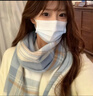 邦帛世圍巾冬季女高級感藍色格子披肩2026百搭韓系學(xué)生圍脖女神節禮物 圍巾【淺藍色格子】 曬單實(shí)拍圖