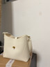 西木汀 浪漫癥 牛皮水桶包女大容量單肩包斜挎包女包 送女友禮物 奶白色 曬單實(shí)拍圖