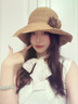 凡飾（FANCET）手鉤草帽女春夏法式優(yōu)雅帽子海邊度假沙灘帽氣質(zhì)花朵可折疊遮陽(yáng)帽 曬單實(shí)拍圖