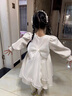 G.duck小黃鴨女童連衣裙春秋款兒童生日禮服裙子花童女寶寶公主裙女孩衣 白色 90 尺碼1~2歲【 80-90cm】 曬單實(shí)拍圖