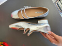 百麗（Belle）珍妮女孩雙條帶瑪麗珍鞋女2026春新商場(chǎng)真皮淺口單鞋BR4F3AQ6預售 銀色 38 (240mm) 曬單實(shí)拍圖