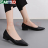 卡帝樂(lè )鱷魚(yú) CARTELO 皮鞋女士尖頭工作鞋低跟通勤單鞋 KDO-A335-99 黑色 39 曬單實(shí)拍圖