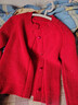 恒源祥春秋小個(gè)子羊毛開(kāi)衫女圓領(lǐng)短款高腰寬松上衣針織毛衣外套厚 紅色 XL 115-125斤 曬單實(shí)拍圖