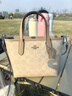 蔻馳（COACH）【官方授權店】coach女包c(diǎn)ity15小號單肩斜挎包托特包送女友禮物 CW032SVPWH淺卡其豆沙粉 曬單實(shí)拍圖