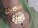 「牡丹皇后」足銀9999描金牡丹花實(shí)心手鐲新中式國風(fēng)開(kāi)口鐲子送禮 牡丹皇后足銀手鐲約104克  禮盒+證書(shū) 曬單實(shí)拍圖