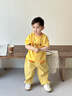 嘟嘟家兒童夏季套裝寬松男童短袖T恤上衣卡通女童夏裝休閑褲寶寶兩件套 奶黃色 110 曬單實(shí)拍圖