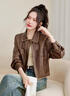 TERRE BLEUEPU皮衣女2025春秋新款時(shí)尚氣質(zhì)短款外套女休閑百搭翻領(lǐng)皮夾克上衣 曬單實(shí)拍圖