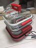 大宇【0塑料0涂層】玻璃電蒸鍋多功能鍋 燉蒸煮一體 煎烤涮火鍋 多層大容量蒸汽鍋 10L 蒸鍋復古紅 曬單實(shí)拍圖
