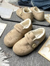 拉夏貝爾（La Chapelle）女鞋加絨勃肯鞋女冬季加絨保暖一腳蹬棉鞋子女7509 淺棕 38 曬單實(shí)拍圖