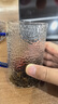 CLITON錘紋玻璃水杯家用茶杯牛奶杯果汁飲料杯帶把水杯6只帶杯架300ml 曬單實(shí)拍圖