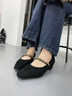 星期六（St&Sat）法式絨面瑪麗珍鞋女優(yōu)雅風(fēng)氣質(zhì)金屬千金風(fēng)輕奢尖頭通勤淺口單鞋 黑色（3.2CM） 36 曬單實(shí)拍圖