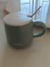 傳旗馬克杯大容量陶瓷杯咖啡杯帶勺帶蓋牛奶杯早餐杯家用喝水杯子綠色 曬單實(shí)拍圖