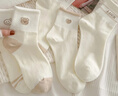 古今（GUJIN）可愛(ài)小熊襪子女春秋款中筒襪卡通運動(dòng)風(fēng)奶白日系小清新棉襪5雙 曬單實(shí)拍圖