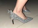 OLOEY高跟鞋成年禮18歲送閨蜜婚鞋新娘鞋水晶高級感細跟尖頭純欲不累腳 【銀色】 9cm亮片蝴蝶結高跟鞋 36 碼 2025新款高端大氣送女朋友高跟鞋 曬單實(shí)拍圖