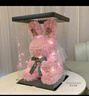 梵花戀歌（FANHUALIANGE）永生花兔子擺件玫瑰禮盒生日紀念日三八婦女節禮物送女生女友老婆 【配手提袋】50cm皇冠頭紗粉兔禮盒+燈組裝好 曬單實(shí)拍圖