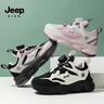 JEEPjeep女童鞋子2026秋季新款中大童旋鈕扣跑步鞋輕便防滑兒童運動(dòng)鞋 黑白（升級款） 34 碼 鞋內長(cháng)約22.0cm 曬單實(shí)拍圖